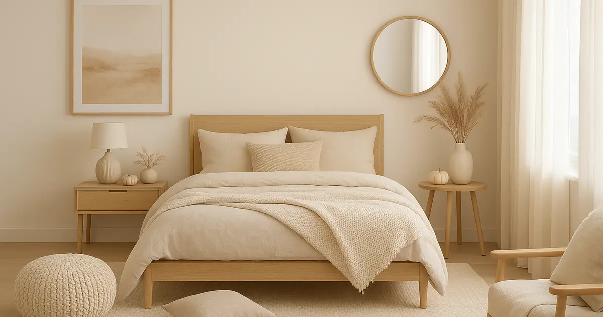 Gemütliches Schlafzimmer mit herbstlicher Dekoration
